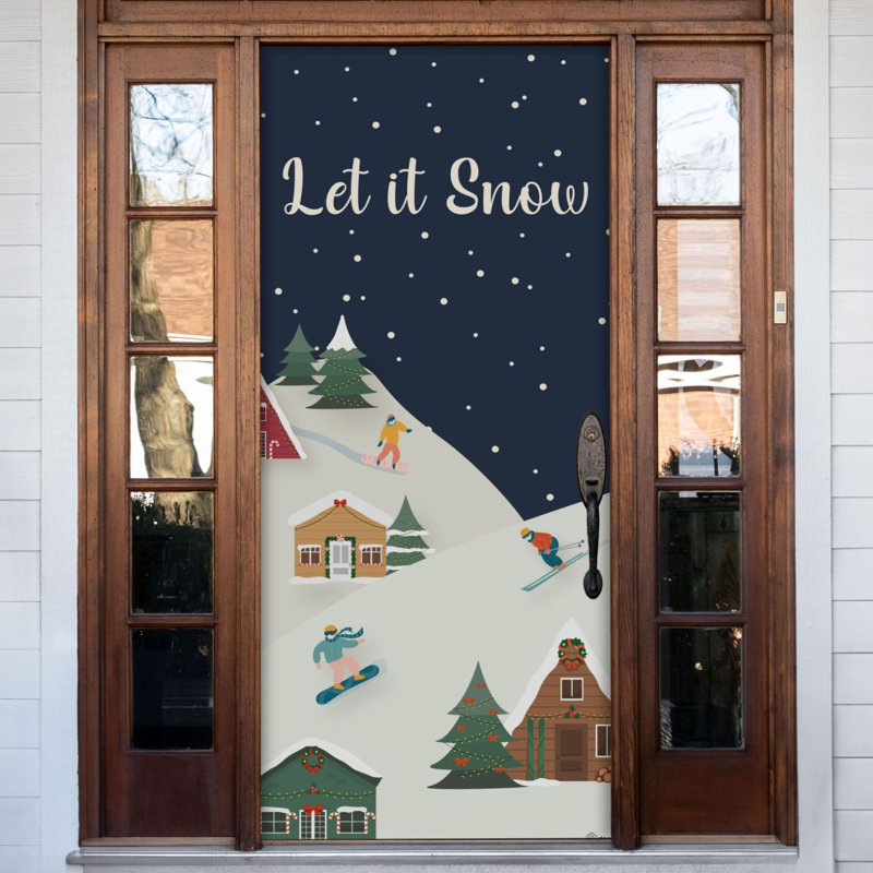 Bannière de porte de Noël 36 po x 80 po Let It Snow