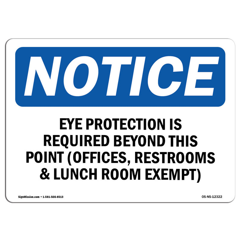 Eye Protection is Required Beyond this Point Sign