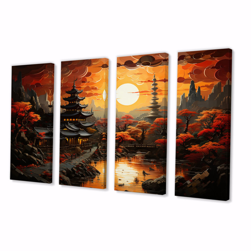 «China Art Dynastic Echoes V», reproduction d'art mural chinois - 4 panneaux