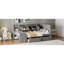 Lit de jour simple tapissier avec tiroirs, tablettes, armoires rabattables et table d'appoint (gris)-1227059750
