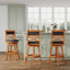 Tabouret pivotant à dossier en X de 30 po de hauteur bar, finition naturelle, siège en tissu gris anthracite-1952277849-1952277853