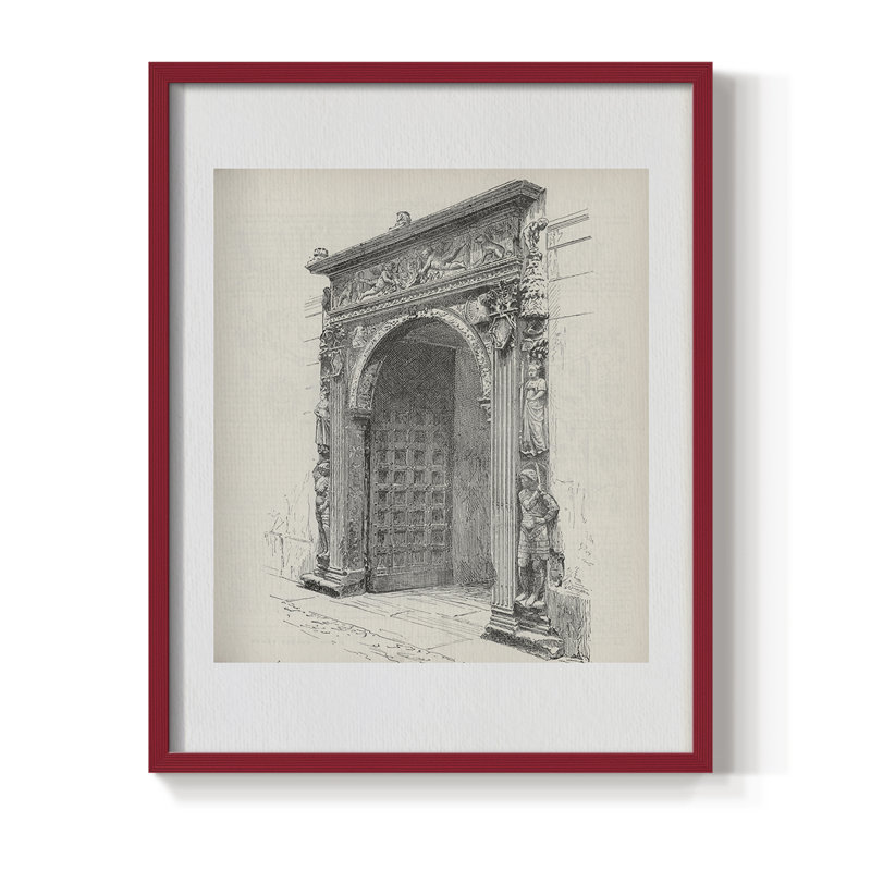 Reproduction encadrée rétro XCIX - bois massif, H 15 po x l 12 po, Rouge