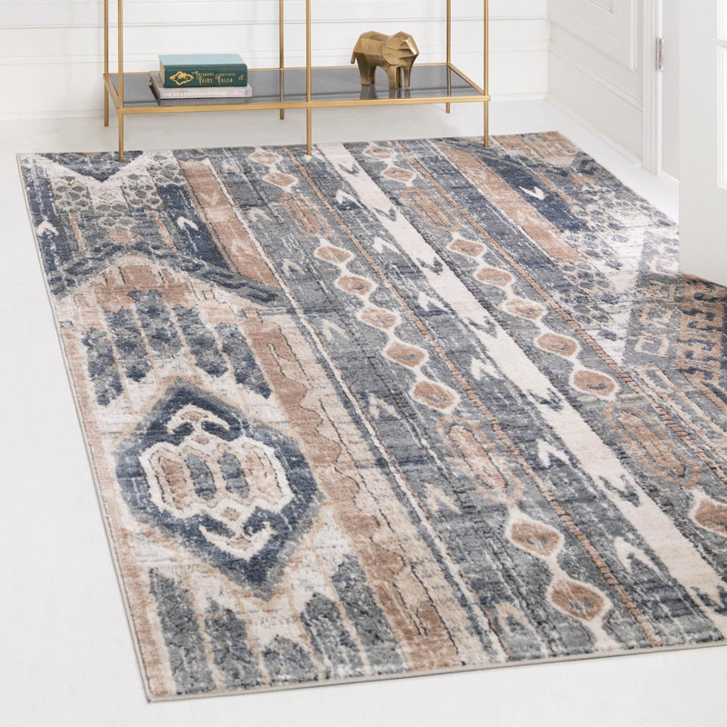 Tapis bleu marine / ivoire Josephus, Rectangle 5 pi 3 po x 8 pi