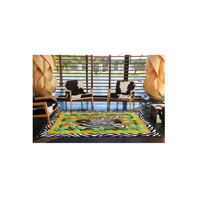 Tapis décoratif lavable à la machine Leaf and Zebra