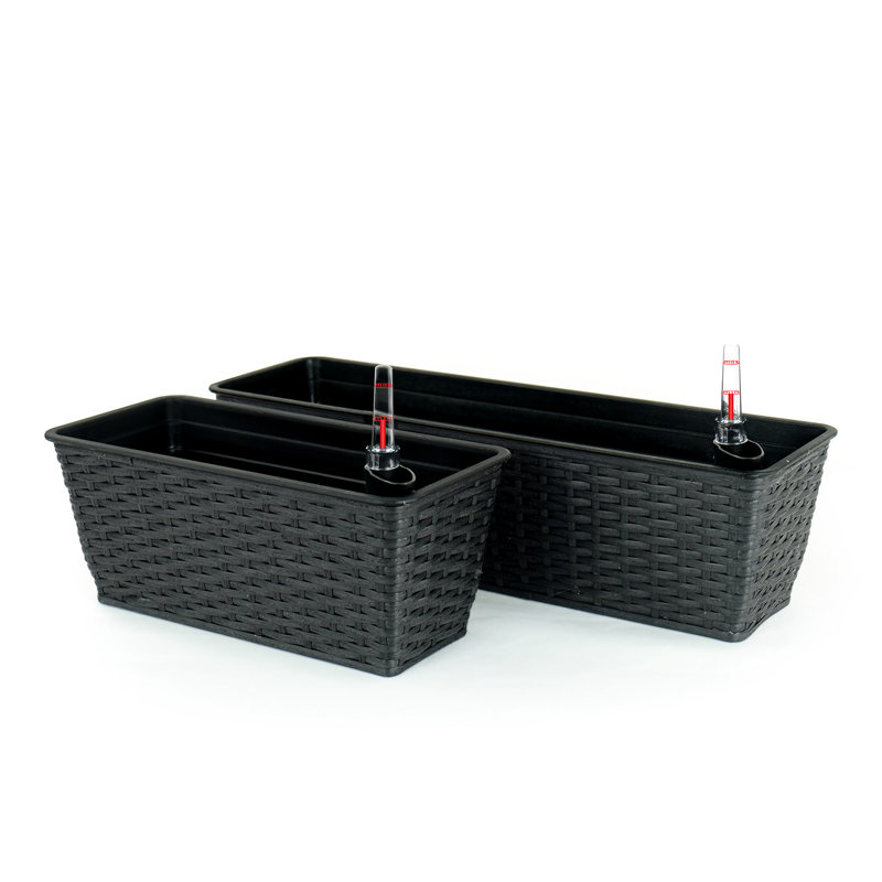 Self-Watering Rectangle Planters - 2 Hand Woven For Indoor And Outdoor Beauty In Ideal Plant Lovers, 6.3" H x 7" W x 23.2" D