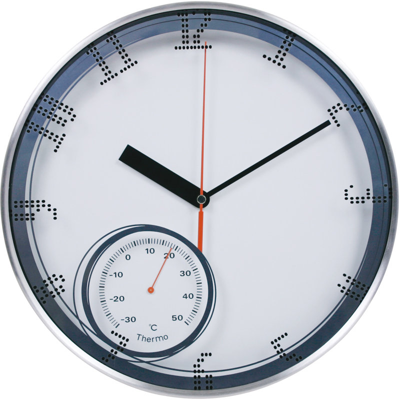 Windcrest Maritime & Weather Wall Clock, Silver/White