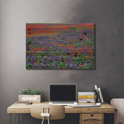 «Sand Bluebonnet and Paintbrush Flowers, Hill Country, Texas I», reproduction de photo sur toile