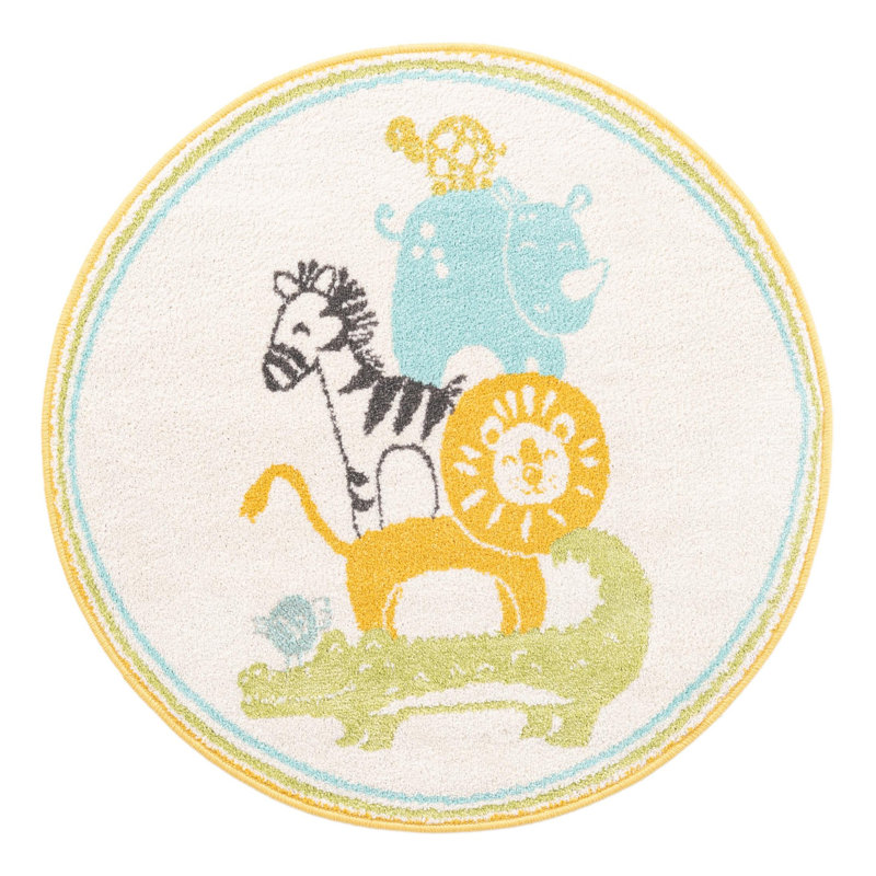 Rectangle Polypropylene Plastic Rug, Round 3'3"