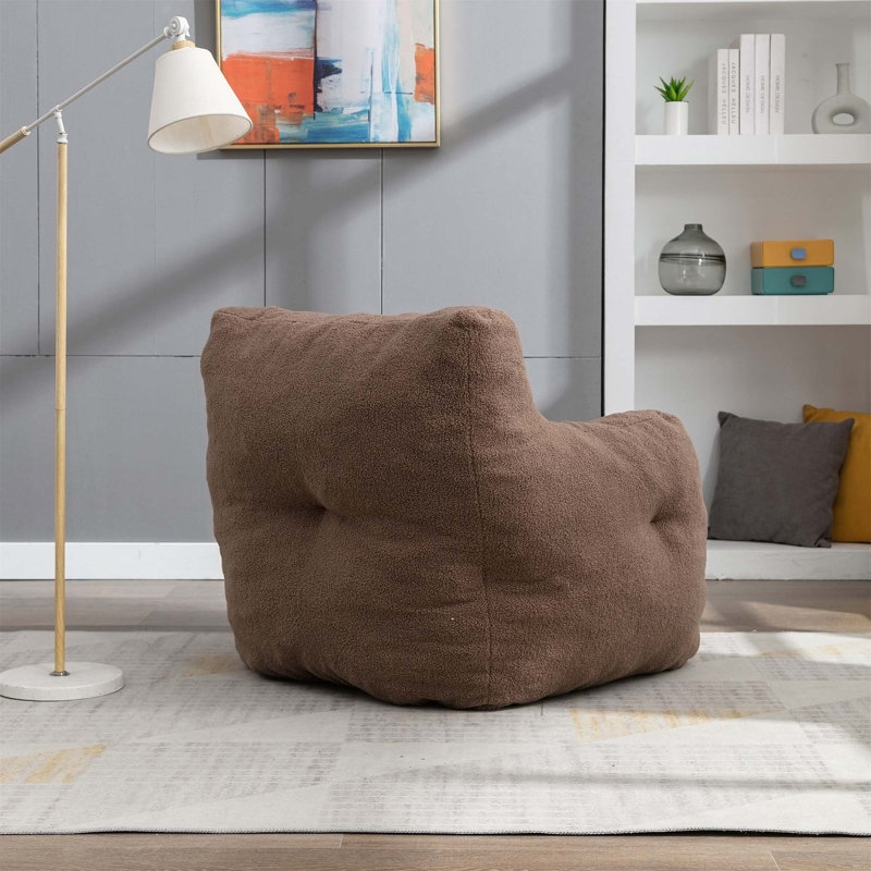 Fauteuil à billes en peluche confortable pour la détente et le style, Tissu café