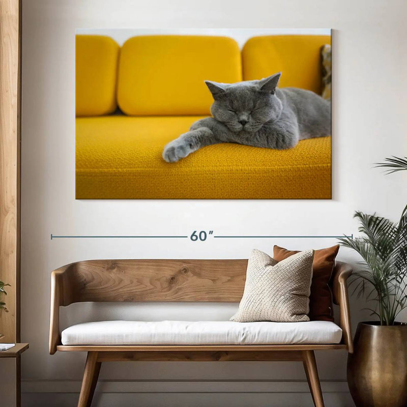 Brampt Cat On Sofa, 34" H x 51" W
