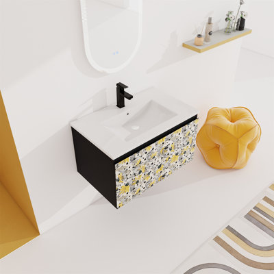 Meuble-lavabo mural avec lavabo en céramique