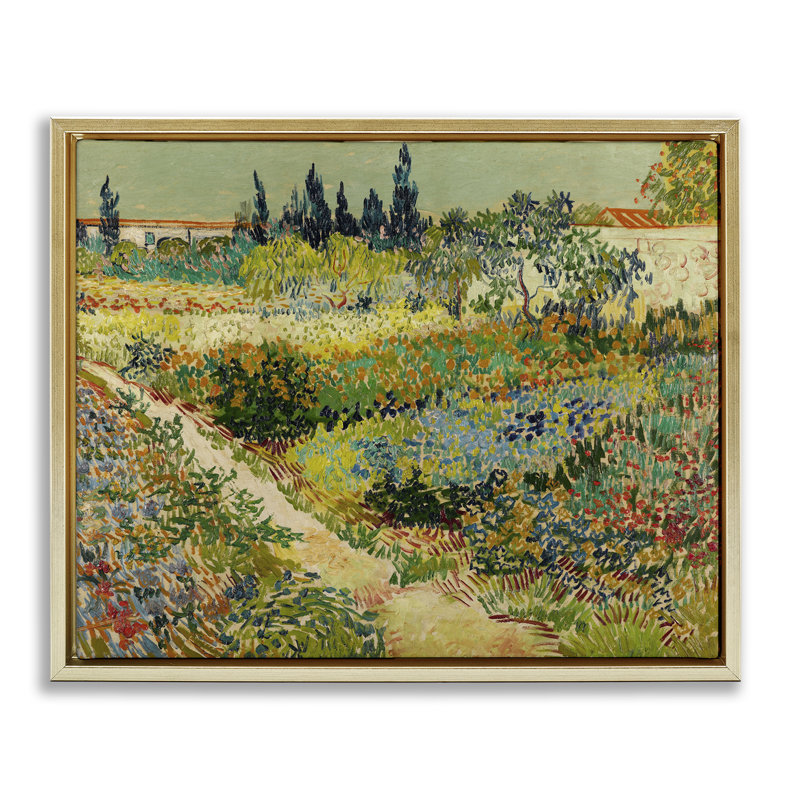 "Van Gogh Garden at Arles", art mural sur toile flottante dorée par one1000paintings, Cadre flottant métallique doré