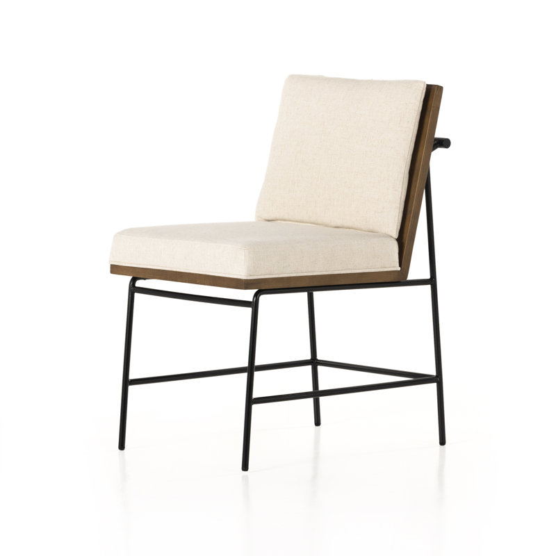 Crete Polyester Blend Upholstered Side Chair, Savile Flax/Amber Oak