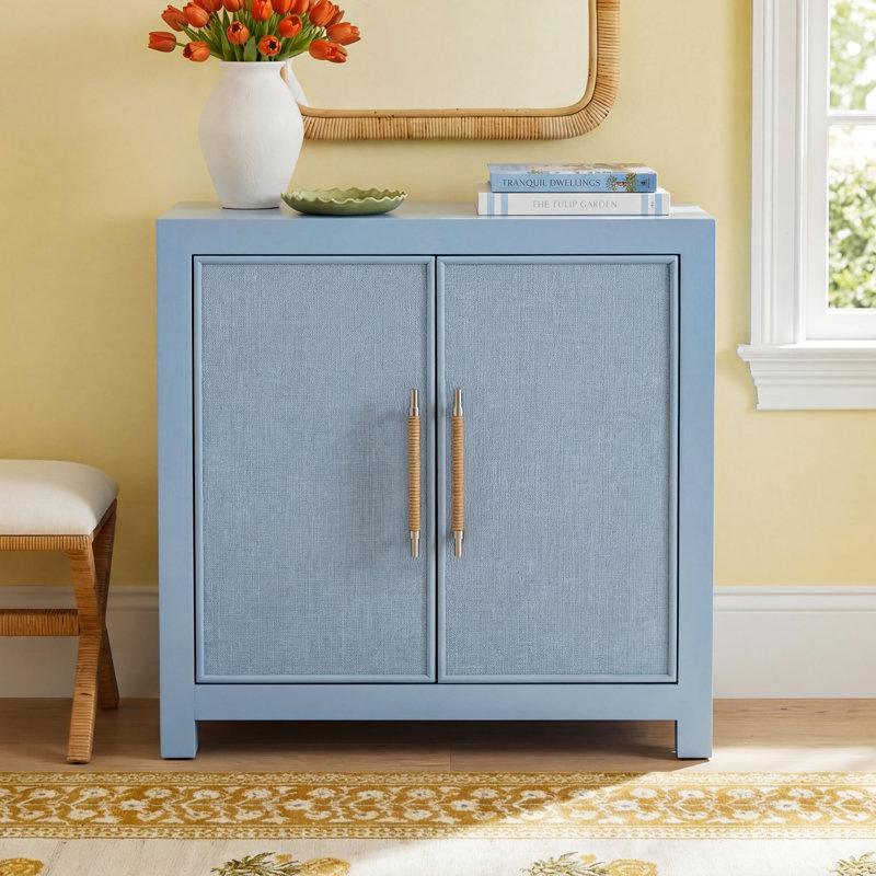 Lana Solid + Manufactured Wood 2-Door Accent Cabinet with Adjustable Shelves 