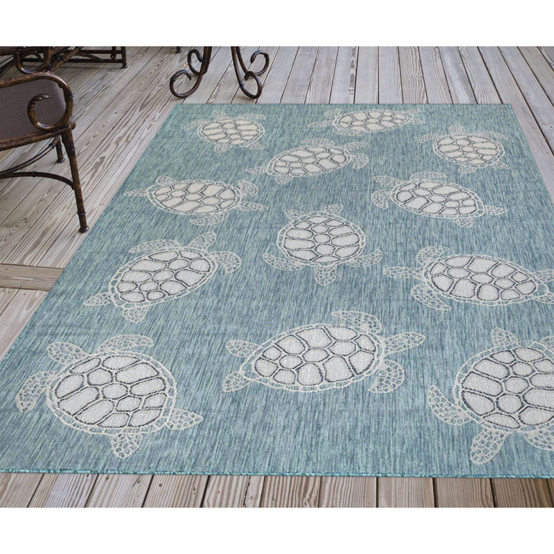Tapis intérieur / extérieur tissé à la machine Saldanha, Rectangle 6 pi 6 po x 9 pi 4 po