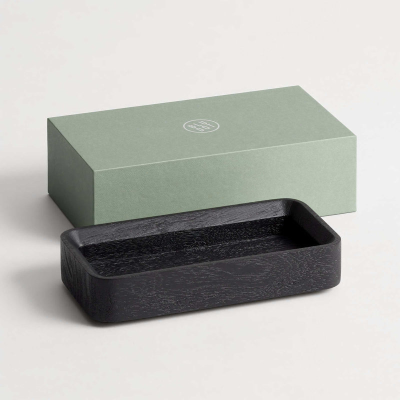 Square One Stacking Tray, Black Stained Acacia