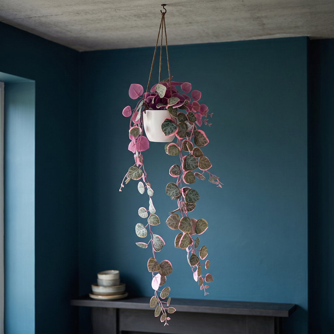 Hanging Plants 90 cm H Faux Ficus and Foliage Plant in Plastic Planter