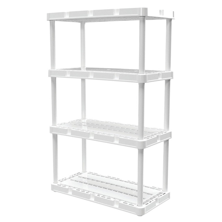 Gracious Living Multipurpose 4 Shelf Fixed Height Solid Plastic