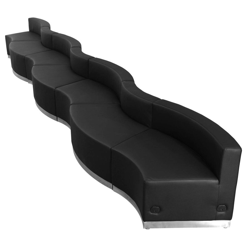  7 PC LeatherSoft Modular Reception Configuration w/Taut Back &Seat, Black