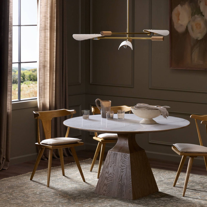 Kani Glennon Dining Table-Black, Honed White Marble/Smoked Black