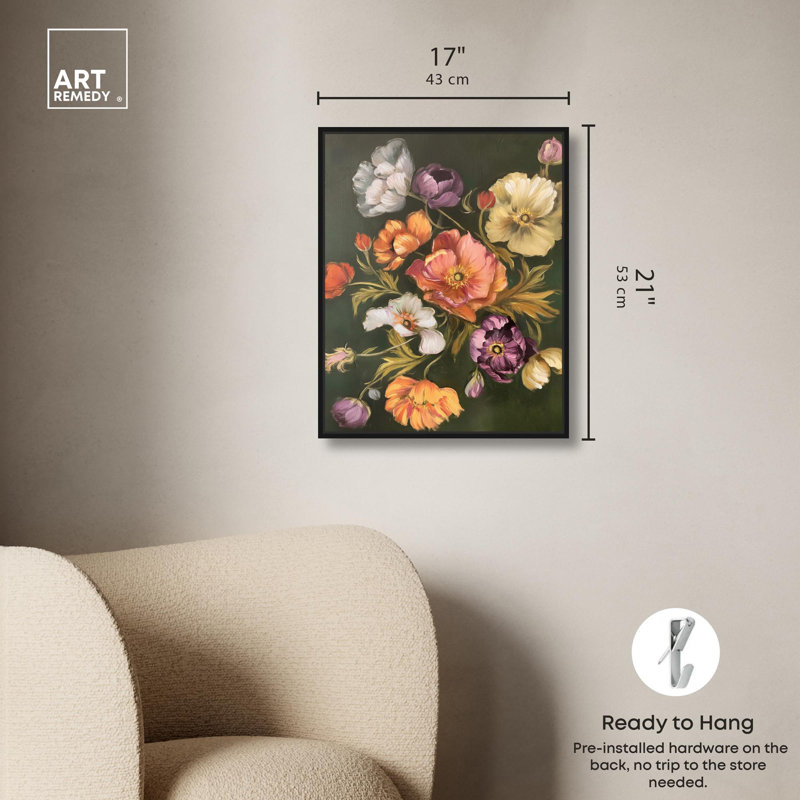 «Twilight Tulips II Spring» par Art Remedy, H 21 po x l 17 po, Structure noire
