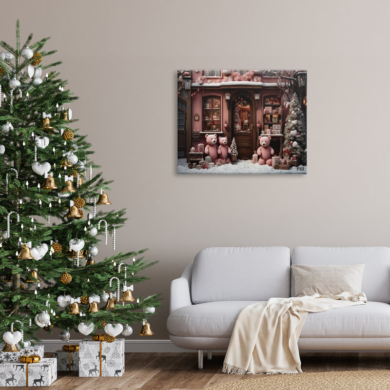Boutique de Noël avec ours, H 30 po x l 40 po x P 1,5 po