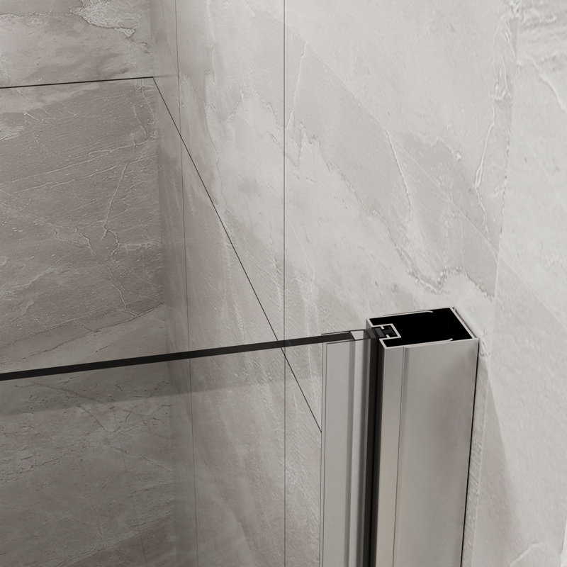 34"X 72" Bifold Frameless Glass Shower Door 1/4 Inch Tempered Clear Glass Pivot Swing Shower Panel, Foldable, Chrome