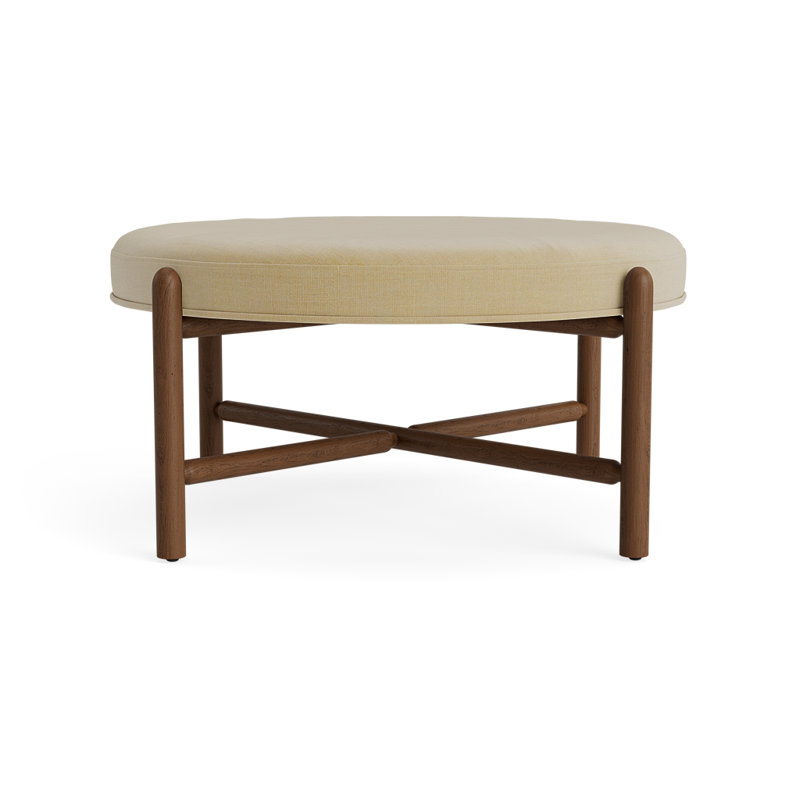Vane 36" Round Ottoman, Walnut, Khaki