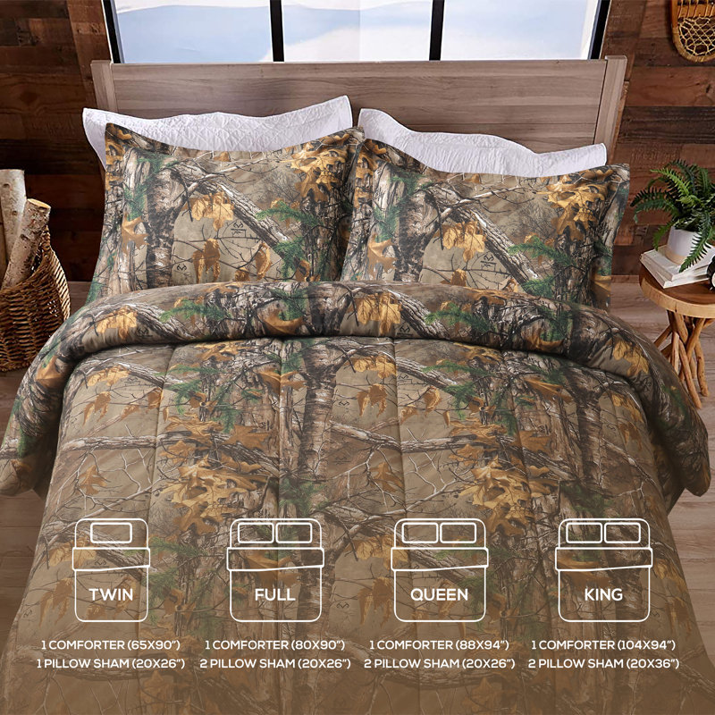 Realtree Xtra Camo  Comforter Set Polycotton Rustic Farmhouse Bedding with Pillow – Hunting Cabin Lodge Bed Set Perfect for Camouflage Bedroom