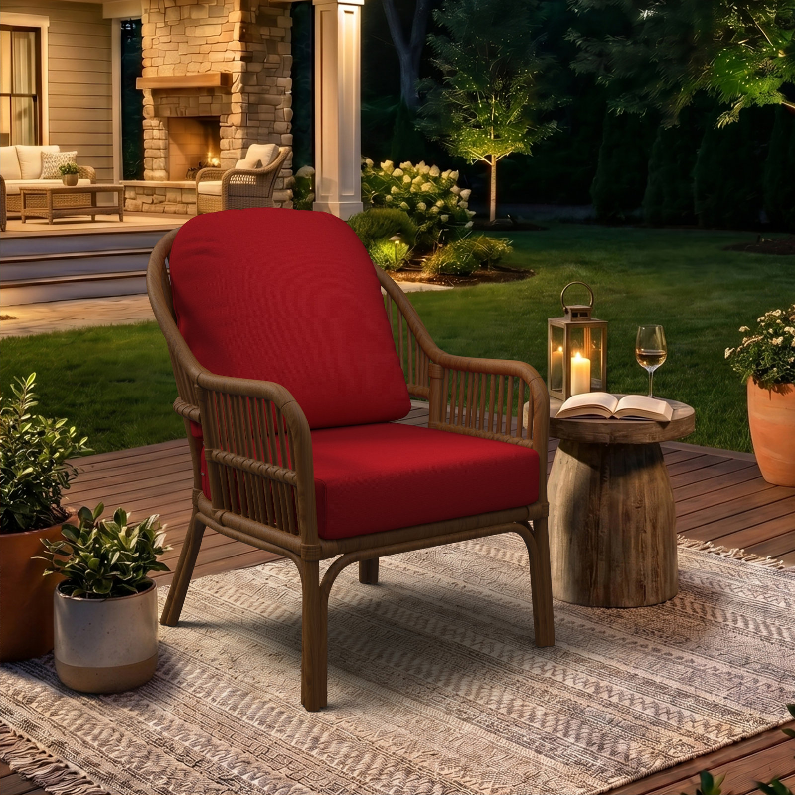 Amala Outdoor Sunbrella® Seat/Back Cushion, Canvas Jockey Red Sunbrella® Canvas