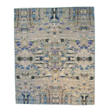 Sari Abstract Area Rug in Blue/Black/Ivory/Gray