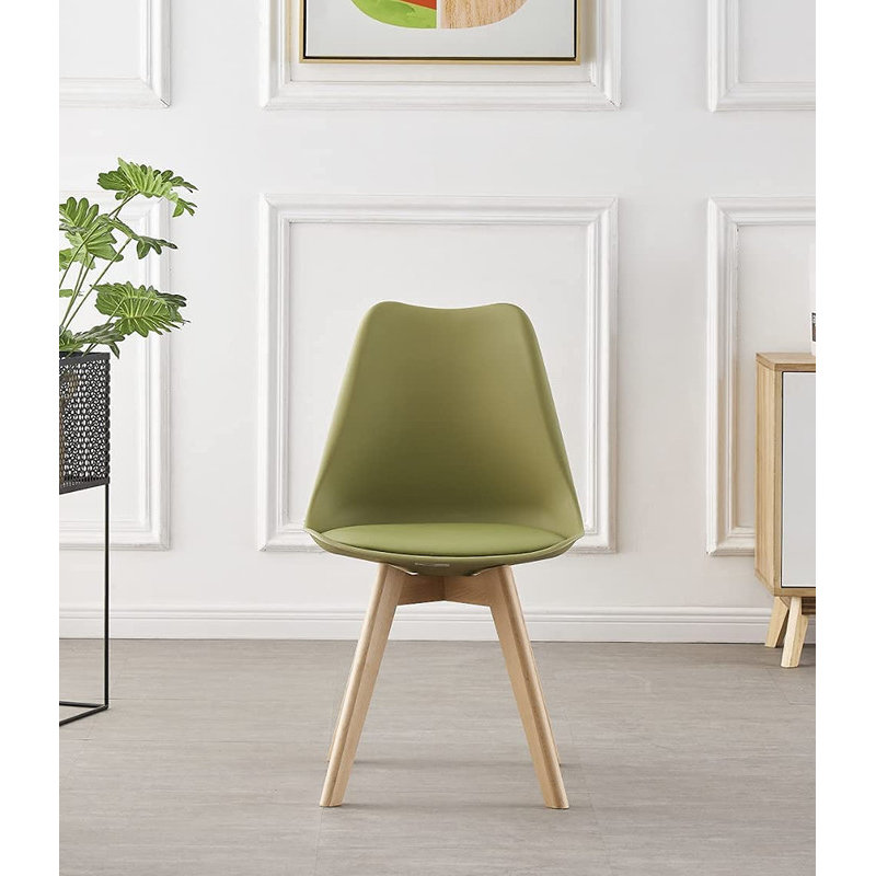 Zane 4 Person Modern Dining Table Set, Lime Green, White