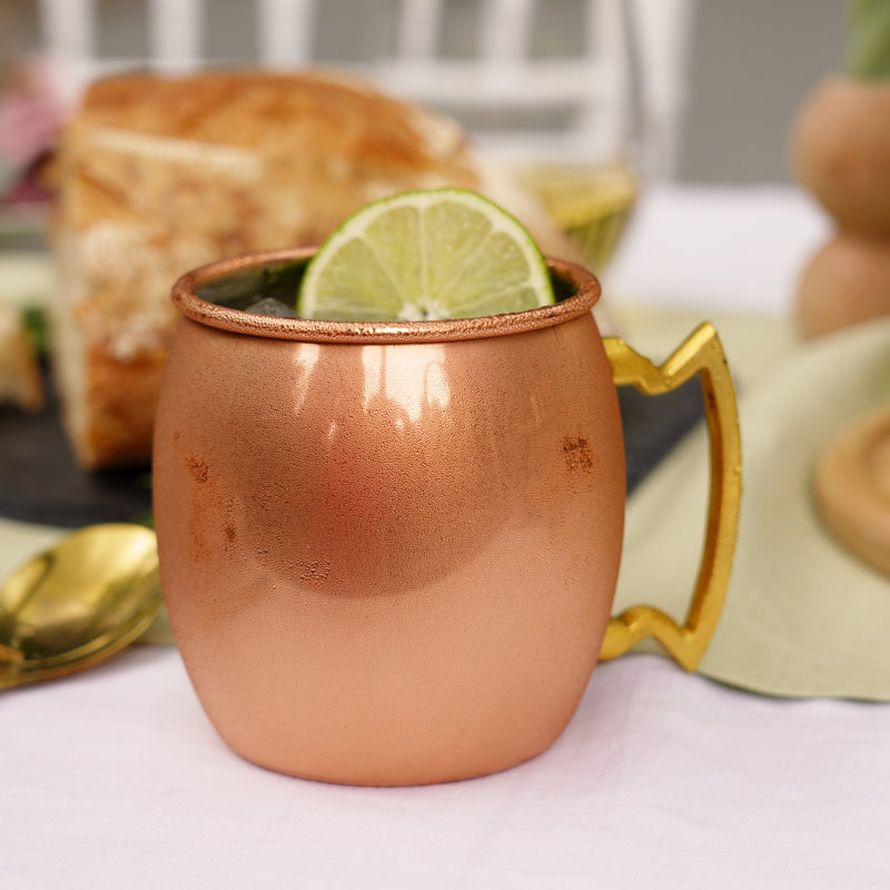 Solid Copper Moscow Mule Mug with Brass Handle, 16 oz