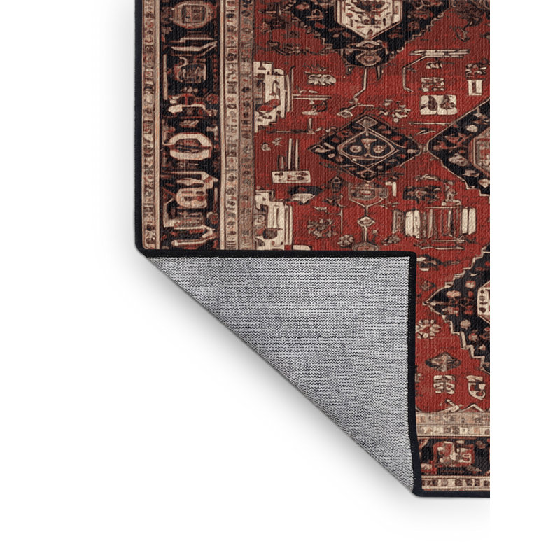 Machine Washable Persian Brown Area Rug, Rond 7 pi