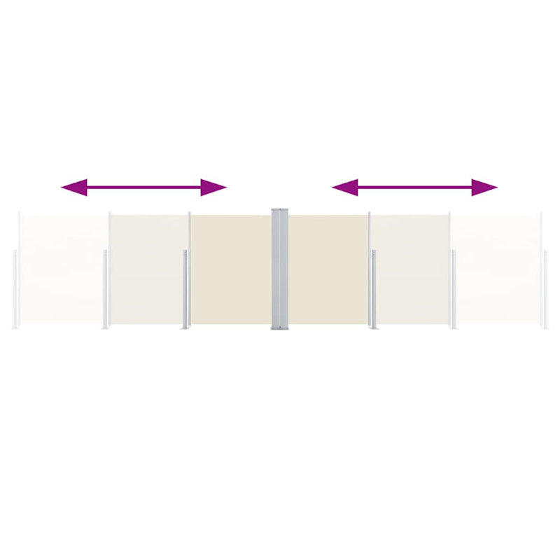 Paravent rétractable avec auvent pliant, Crème, crème, H 47,2 po x l 236,22 po