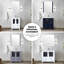 Meuble-lavabo simple bleu marine 42 po W avec armoire latérale, plateau en céramique blanche, structure en bois massif, tiroirs à fermeture en douceur, une armoire intérieure pour un rangement supplémentaire, robinet de comptoir à trous pré-percés-1628826893