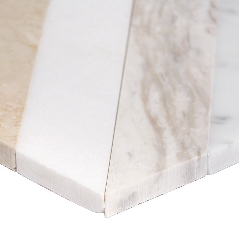 Chelsea 8" x 8" Marble Mosaic Tile, Beige/Gray