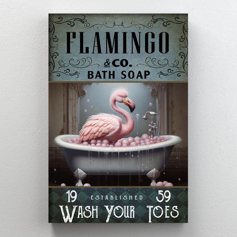 «Flamingo Bath Soap», impression rectangulaire 1 pièce «Flamingo», impression sur toile tendue, L 16 po x H 20 po
