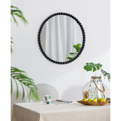 Miroir circulaire 32 po avec cadre perlé en métal