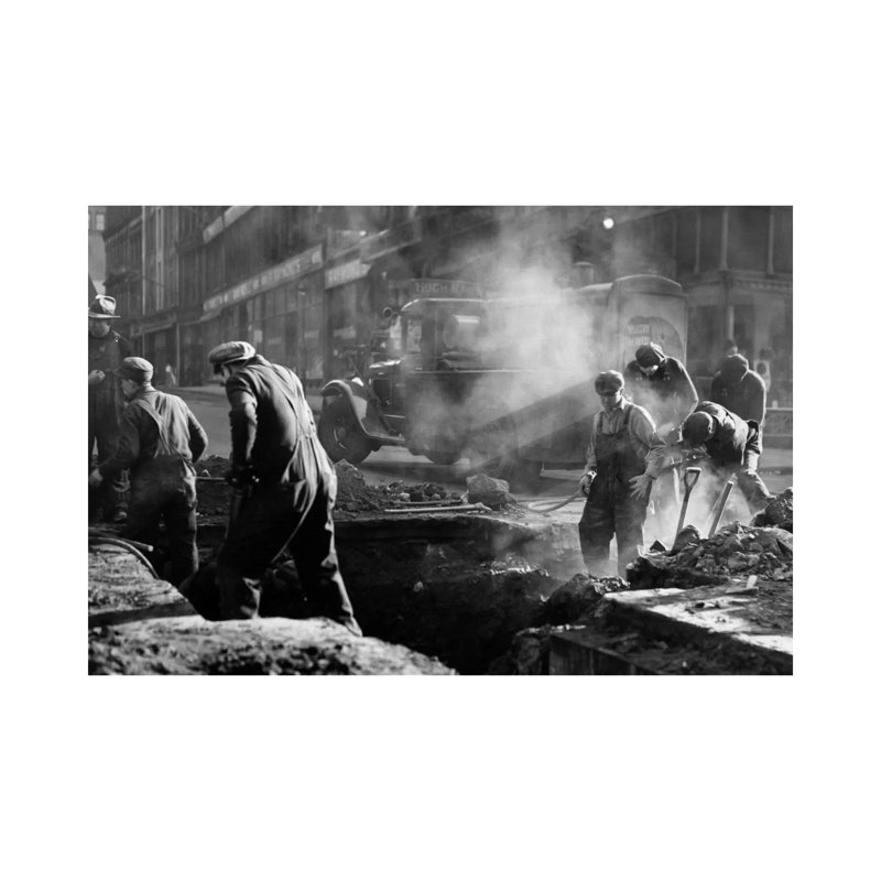 1930s Construction Street Workers Digging Ditch Boston Ma USA - Wrapped Canvas Print, 101.6 cm H x 66.04 cm W x 1.91 cm D