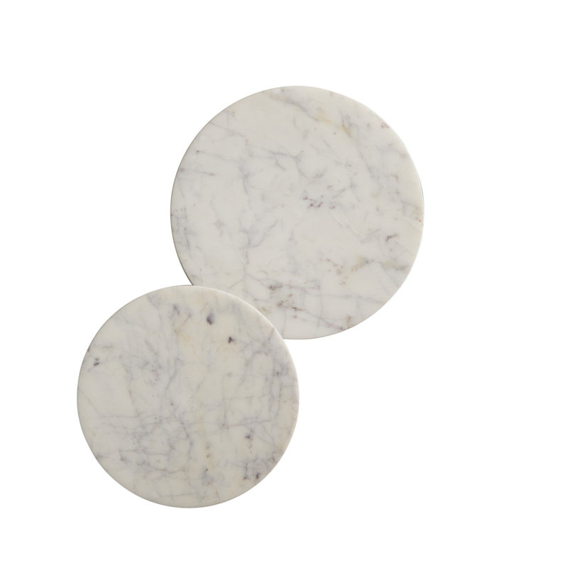 Mabel Nesting End Tables-Veined White Marble