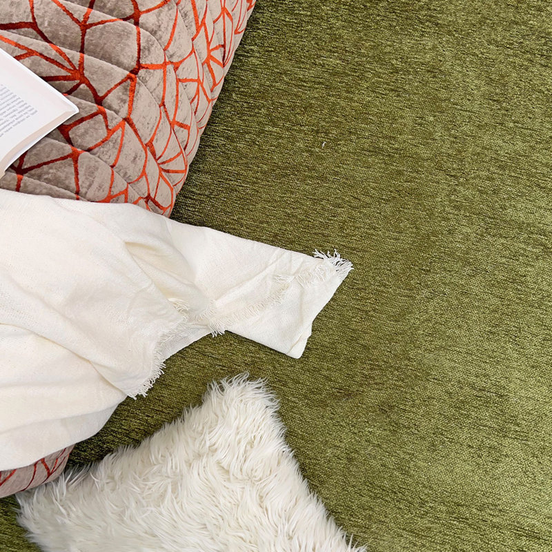 Alfa Rich Cotner Solid Green Washable Cotton Area Rugs for Living Room Bedroom Kitchen Dining Rug, Runner 2'6" x 9'8"