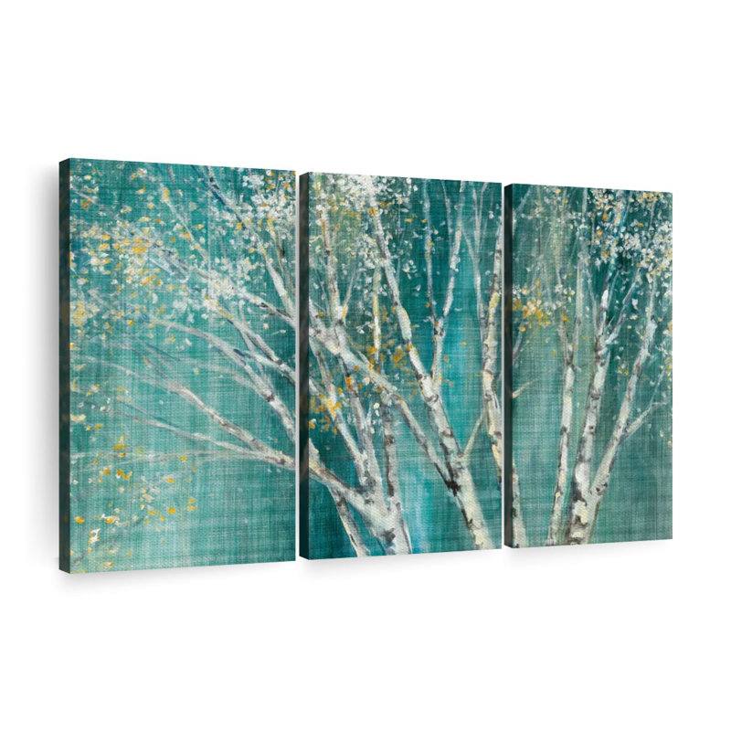 «Blue Birch I» sur toile, ensemble de 3 pièces, H 45 po x l 28 po x P 1,25 po