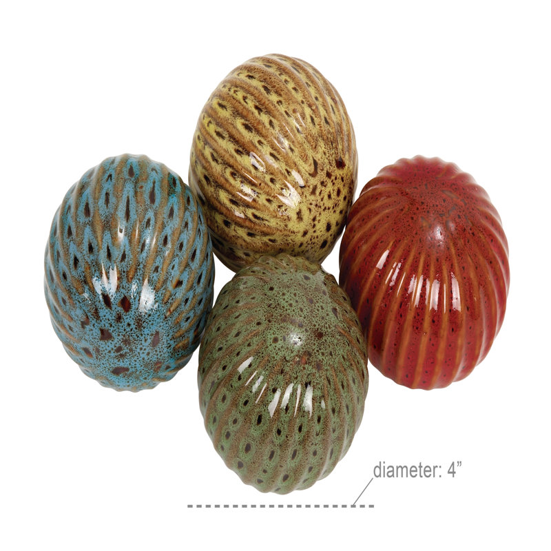 Persephone Cole and Grey Ceramic Spotted Multi Colored Decorative Orbs   