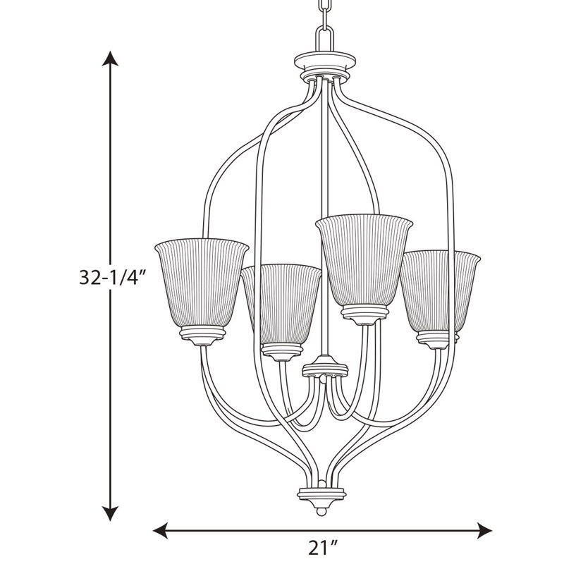 4 - Light Dimmable Geometric Chandelier, Brushed Nickel