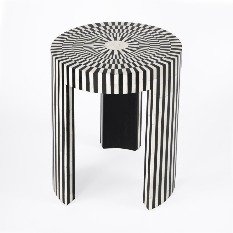 Aaheli 18" Round Bone Inlay Side Table