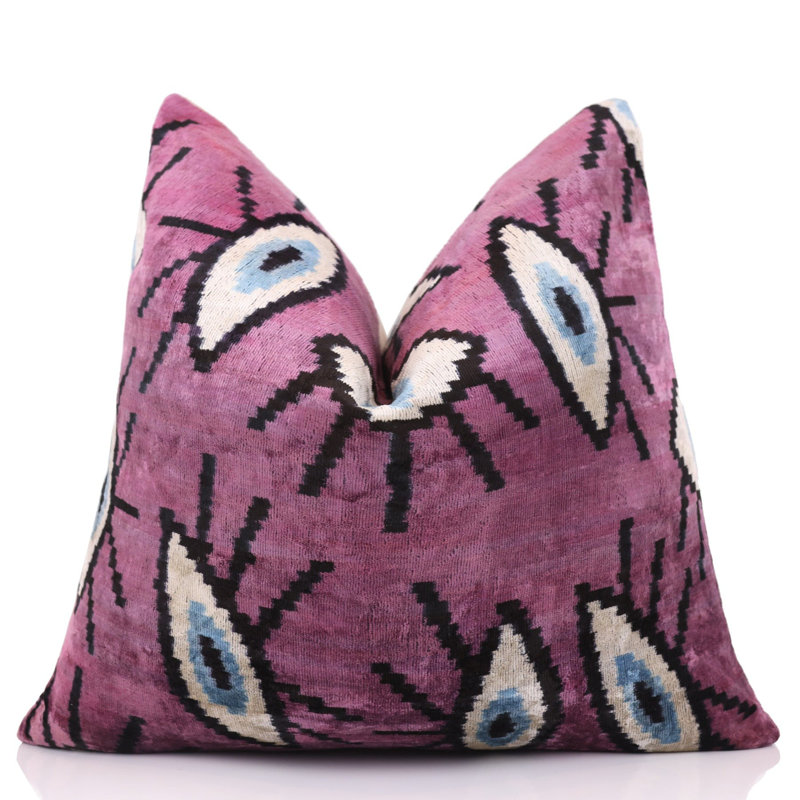 Coussin en velours de soie Magenta