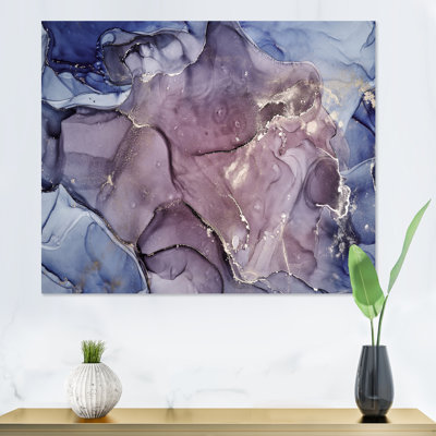 Grey and Purple Marble Ink Clouds - Painting on Canvas