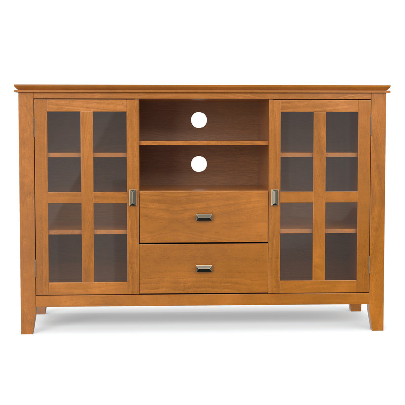Artisan 53"W Solid Wood Transitional Tall TV Stand for TVs up to 60" with 2 Cabinets, 2 Drawers, and Adjustable Shelves