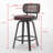 Set of 2 Counter Height Bar Stools, 26-Inch Swivel Stools with Cane Back and Light Green Linen Seat, Walnut Wood Kitchen Island Stools with 360-Degree Rotation, 330lb Capacity for Bar and Counter-1539078163